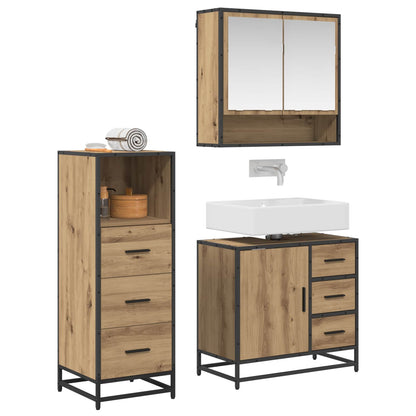 Set di mobili per il bagno con porta 3 pcs Rovere artigianale