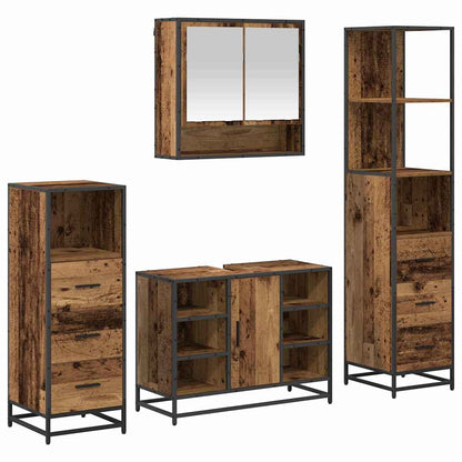 Set di mobili per il bagno con cassetto 4 pcs Legno vecchio