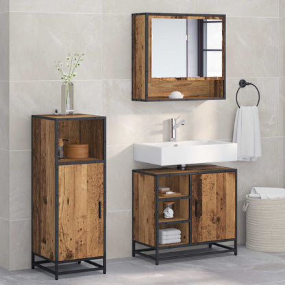 Set di mobili per il bagno con lo scaffale 3 pcs Legno vecchio