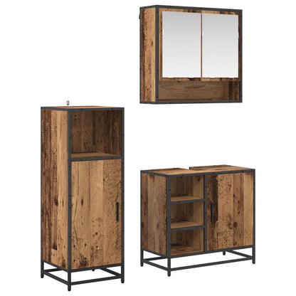 Set di mobili per il bagno con lo scaffale 3 pcs Legno vecchio
