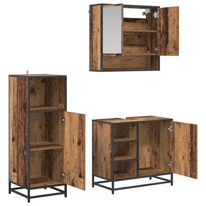 Set di mobili per il bagno con lo scaffale 3 pcs Legno vecchio