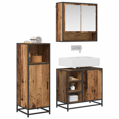 Set di mobili per il bagno con lo scaffale 3 pcs Legno vecchio
