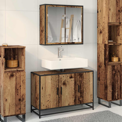 Set di mobili per il bagno con lo scaffale 2 pcs Legno vecchio