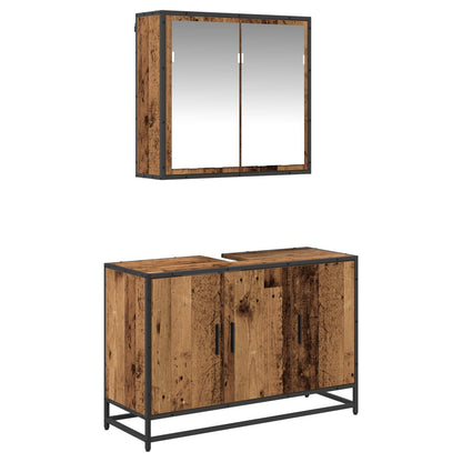 Set di mobili per il bagno con lo scaffale 2 pcs Legno vecchio