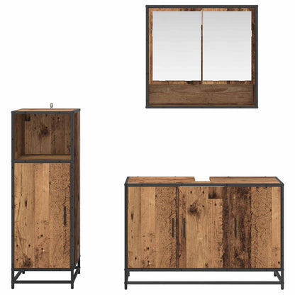 Set di mobili per il bagno con lo scaffale 3 pcs Legno vecchio