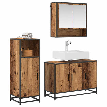Set di mobili per il bagno con lo scaffale 3 pcs Legno vecchio