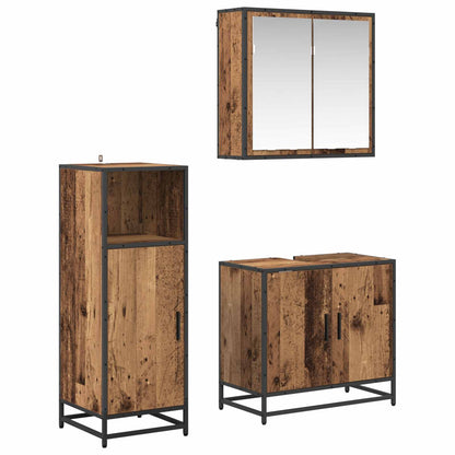 Set di mobili per il bagno con lo scaffale 3 pcs Legno vecchio