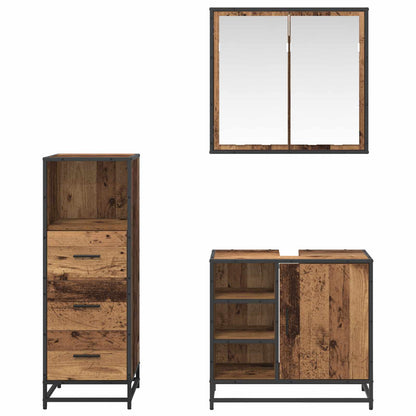 Set di mobili per il bagno con cassetto 3 pcs Legno vecchio