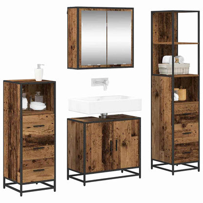Set di mobili per il bagno con cassetto 4 pcs Legno vecchio