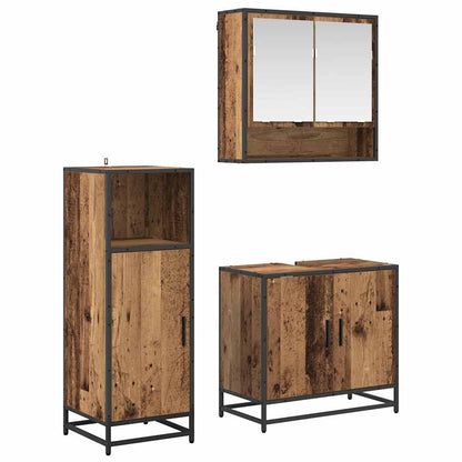 Set di mobili per il bagno con lo scaffale 3 pcs Legno vecchio
