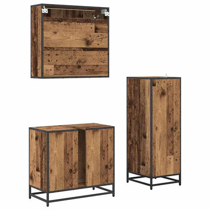 Set di mobili per il bagno con lo scaffale 3 pcs Legno vecchio