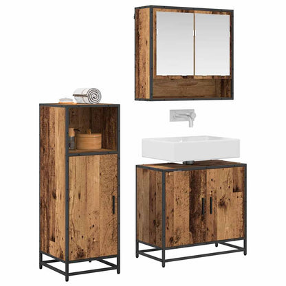 Set di mobili per il bagno con lo scaffale 3 pcs Legno vecchio