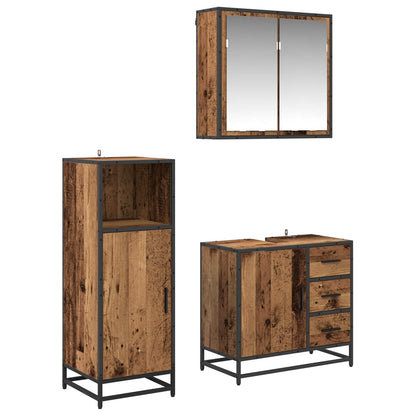 Set di mobili per il bagno con cassetto 3 pcs Legno vecchio