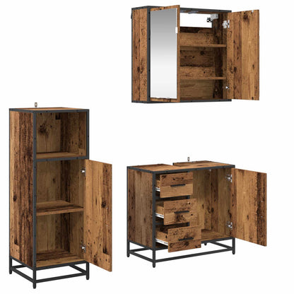 Set di mobili per il bagno con cassetto 3 pcs Legno vecchio