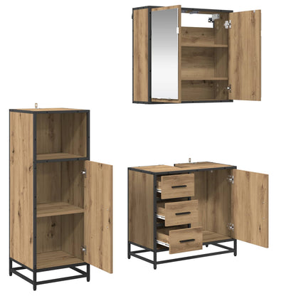 Set di mobili per il bagno con porta 3 pcs Rovere artigianale
