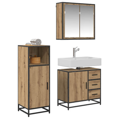 Set di mobili per il bagno con porta 3 pcs Rovere artigianale