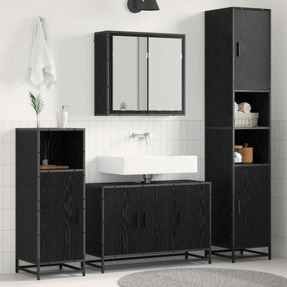 Set di mobili per il bagno 3 pcs Rovere Nero Legno multistrato