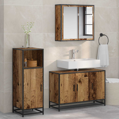 Set di mobili per il bagno con lo scaffale 3 pcs Legno vecchio