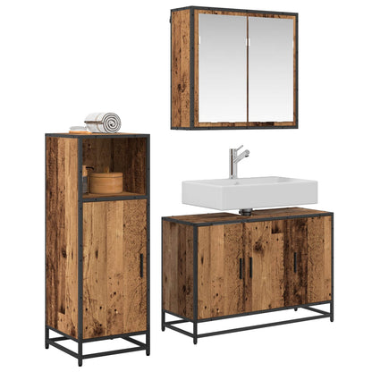 Set di mobili per il bagno con lo scaffale 3 pcs Legno vecchio