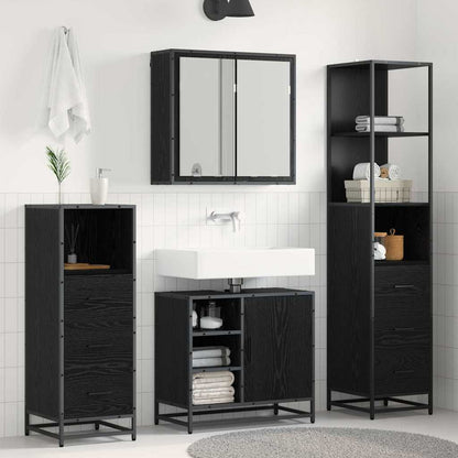 Set di mobili per il bagno 3 pcs Rovere Nero Legno multistrato