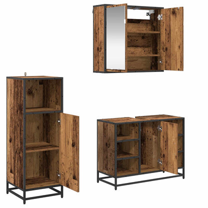 Set di mobili per il bagno con lo scaffale 3 pcs Legno vecchio