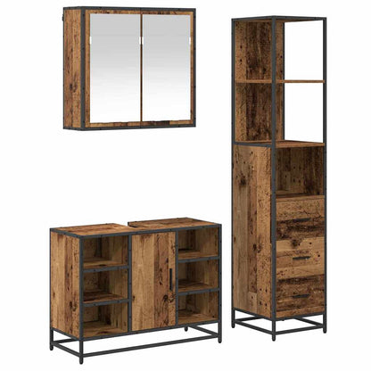 Set di mobili per il bagno con cassetto 3 pcs Legno vecchio