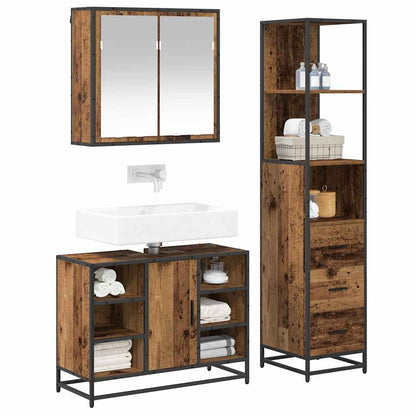 Set di mobili per il bagno con cassetto 3 pcs Legno vecchio