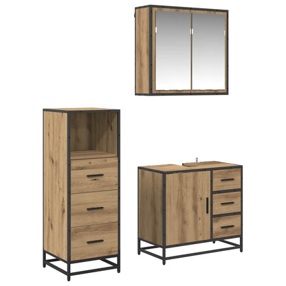 Set di mobili per il bagno con porta 3 pcs Rovere artigianale