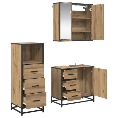 Set di mobili per il bagno con porta 3 pcs Rovere artigianale