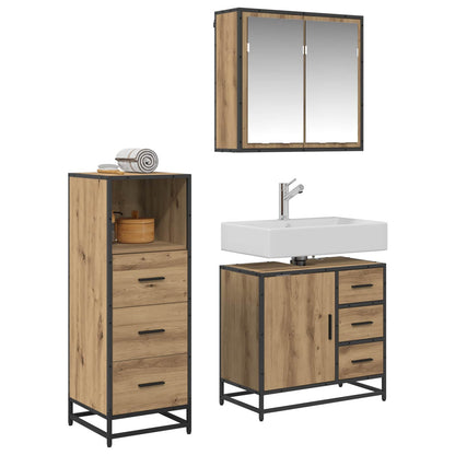 Set di mobili per il bagno con porta 3 pcs Rovere artigianale