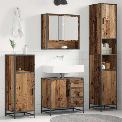 Set di mobili per il bagno con cassetto 4 pcs Legno vecchio