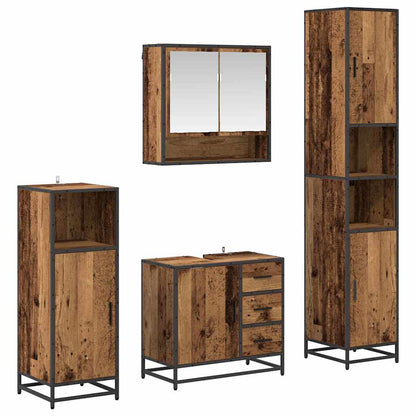 Set di mobili per il bagno con cassetto 4 pcs Legno vecchio