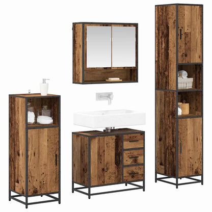 Set di mobili per il bagno con cassetto 4 pcs Legno vecchio