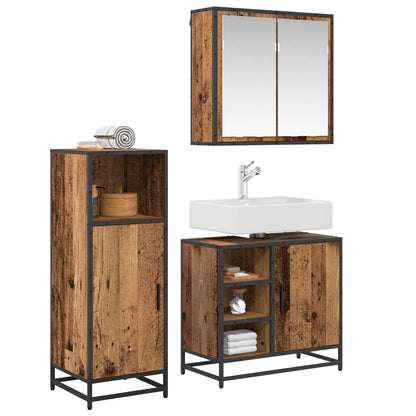 Set di mobili per il bagno con lo scaffale 3 pcs Legno vecchio