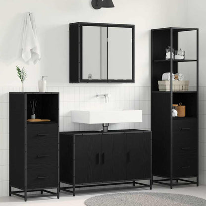 Set di mobili per il bagno 3 pcs Rovere Nero Legno multistrato