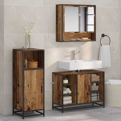 Set di mobili per il bagno con lo scaffale 3 pcs Legno vecchio