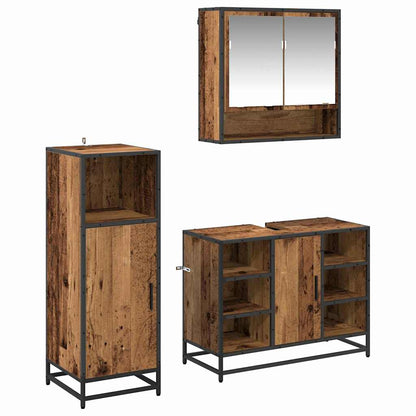 Set di mobili per il bagno con lo scaffale 3 pcs Legno vecchio