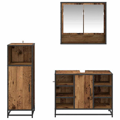 Set di mobili per il bagno con lo scaffale 3 pcs Legno vecchio