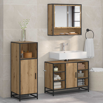 Set di mobili per il bagno con porta 3 pcs Rovere artigianale
