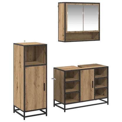 Set di mobili per il bagno con porta 3 pcs Rovere artigianale