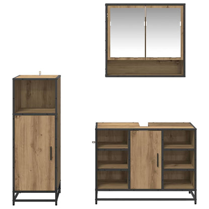 Set di mobili per il bagno con porta 3 pcs Rovere artigianale