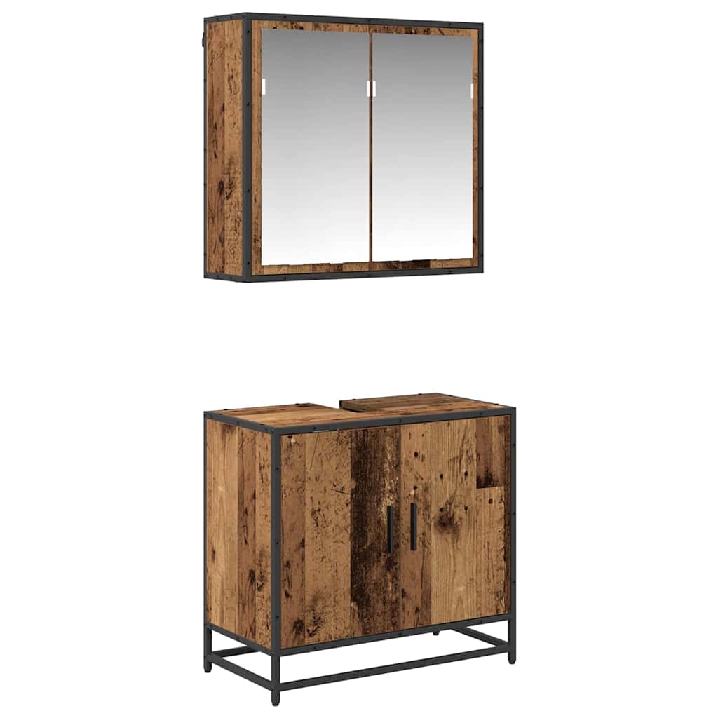 Set di mobili per il bagno con lo scaffale 2 pcs Legno vecchio