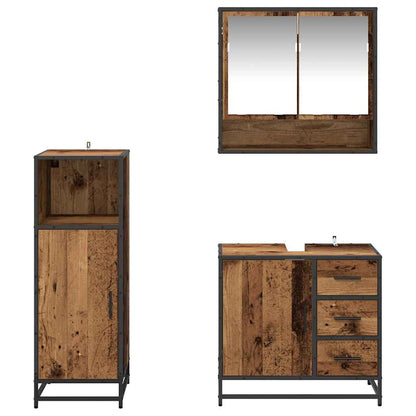 Set di mobili per il bagno con cassetto 3 pcs Legno vecchio