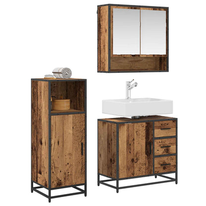 Set di mobili per il bagno con cassetto 3 pcs Legno vecchio