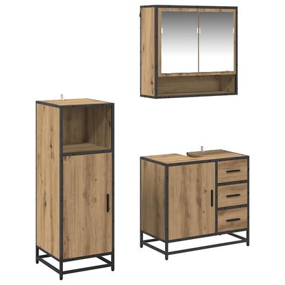 Set di mobili per il bagno con porta 3 pcs Rovere artigianale