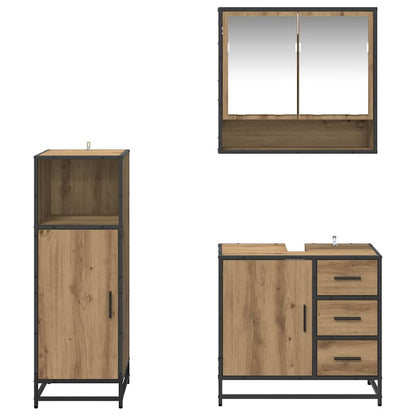 Set di mobili per il bagno con porta 3 pcs Rovere artigianale