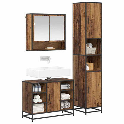 Set di mobili per il bagno con lo scaffale 3 pcs Legno vecchio