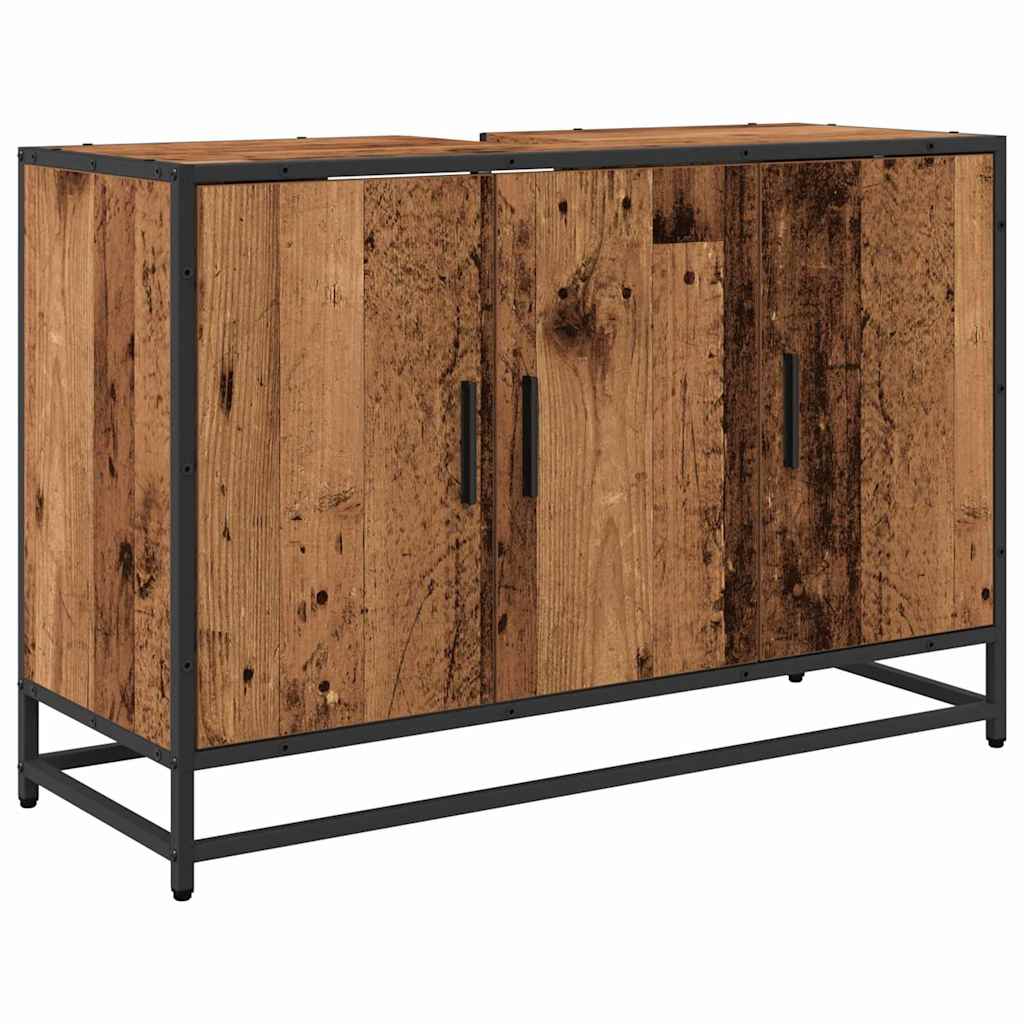Set di mobili per il bagno con cassetto 4 pcs Legno vecchio