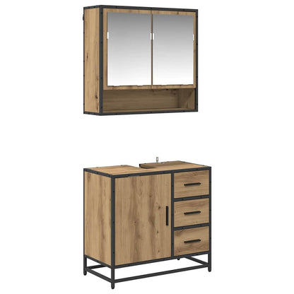 Set di mobili per il bagno con porta 2 pcs Rovere artigianale