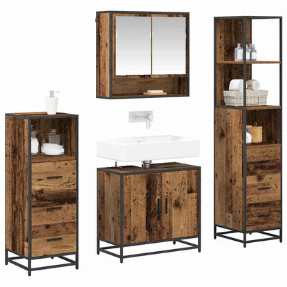 Set di mobili per il bagno con cassetto 4 pcs Legno vecchio
